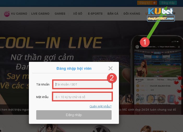 Hướng dẫn đăng nhập Kubet cực đơn giản