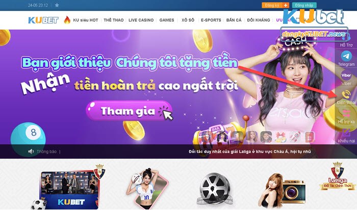 Người chơi có thể liên hệ hỗ trợ Kubet thông qua đường dây hotline