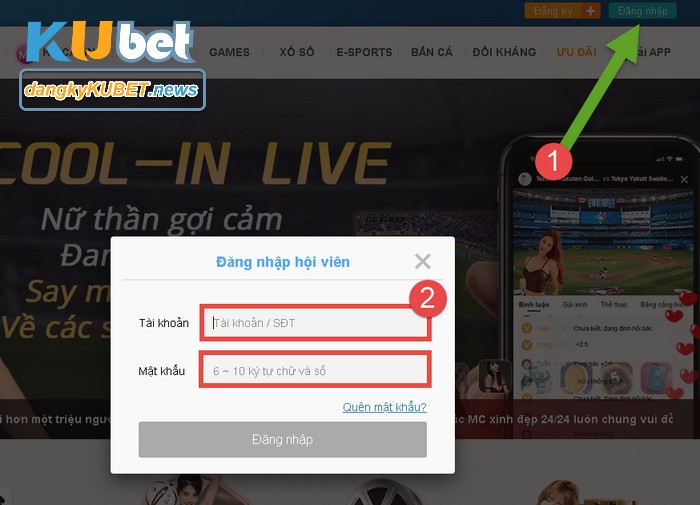 Quá trình đăng nhập tại Kubet diễn ra nhanh chóng