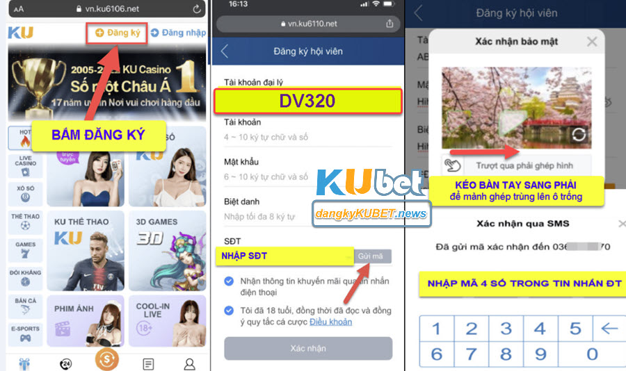 Các bước đăng ký Kubet trên điện thoại